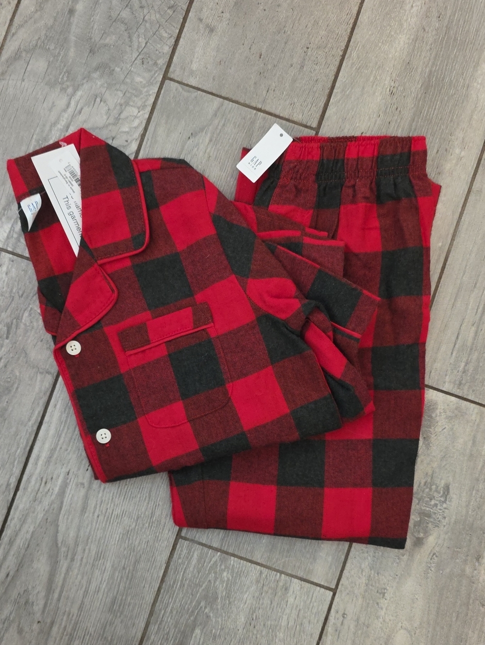 GAP Red and Black Buffalo Plaid Kids Pajama Set